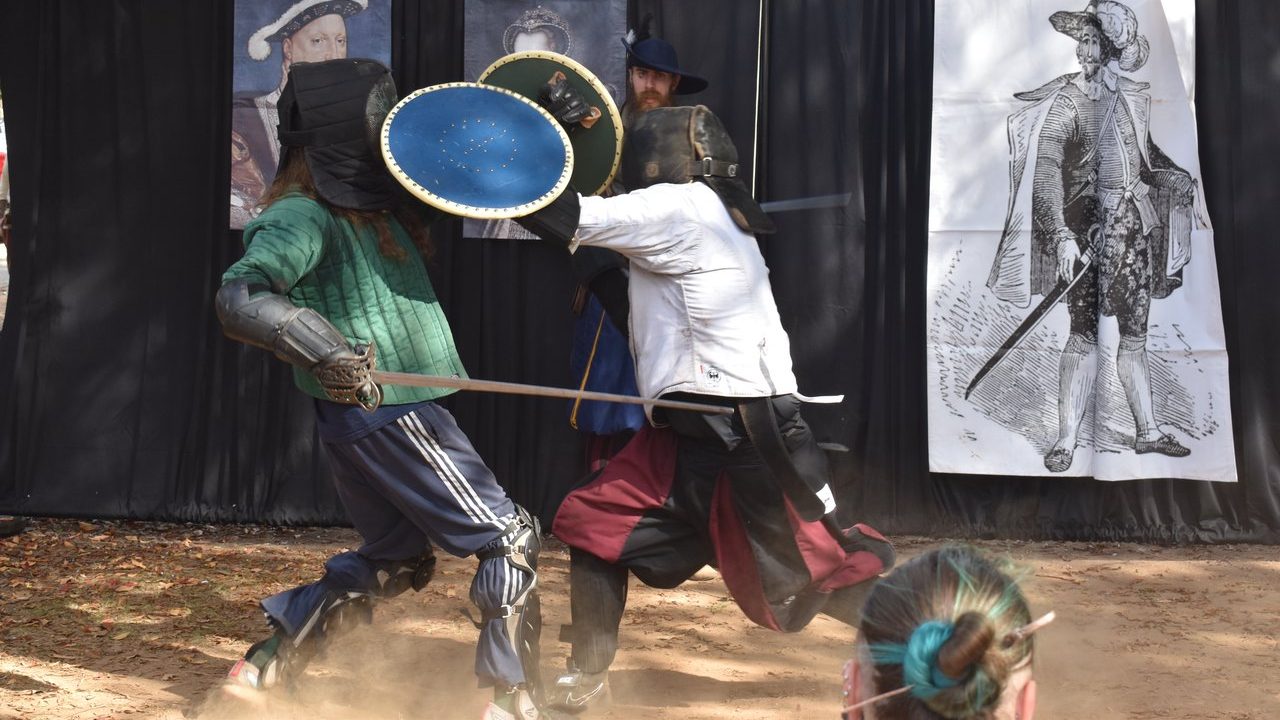 Sparring with sword and buckler at faire